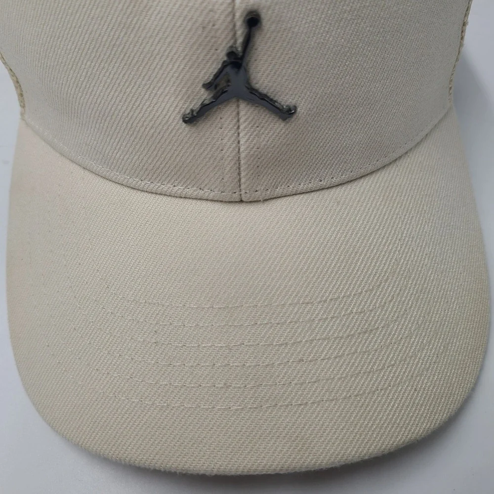 Kids Jordan Hat Snapback Trucker Mesh Beige Black Air Jumpman Metal Logo Boys